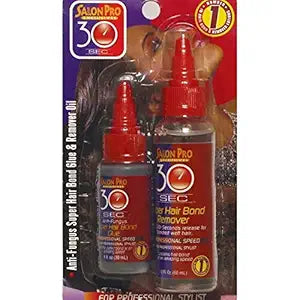 Salon Pro 30 Sec Super Hair Bond Glue & Remover Oil 2oz & 1oz