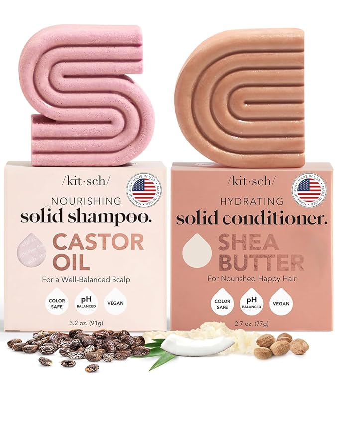 Kitsch Castor Oil Shampoo 3.2oz & Shea Butter Conditioner 2.7oz