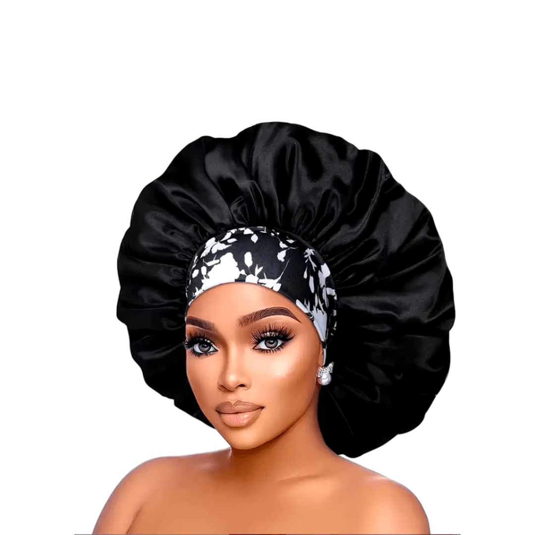 Large Wide Band African Print Sleep Cap Elastic Satin Hair Bonnets for Women - The Curl Lounge