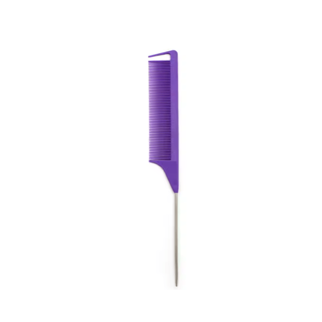 Purple Rat Tail Comb with Stainless Pintail - The Curl Lounge