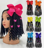 Kids Elastic Ponytail Box Braid Bow Butterfly Clips 10 inch