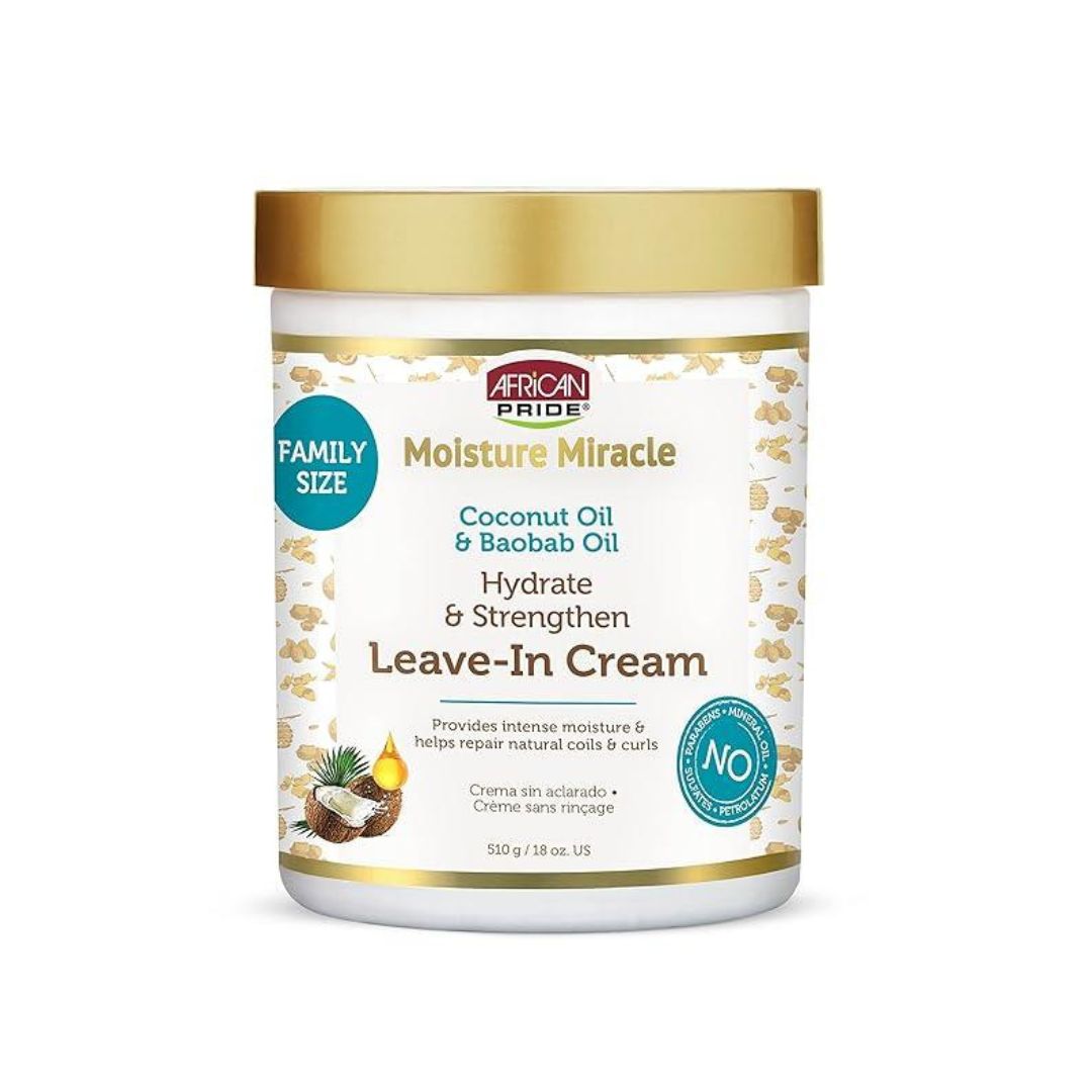 African Pride Moisture Miracle Coconut and Baobab Oil Leave-In Cream 18oz