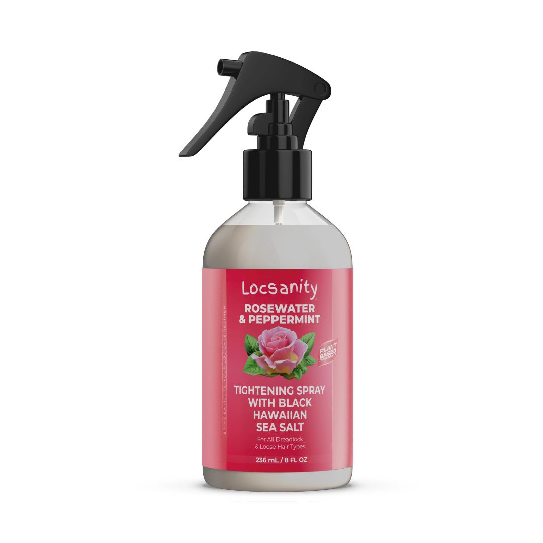 Locsanity Rosewater Peppermint Moisturizing Tightening Spray with Black Hawaiian Sea Salt 8oz