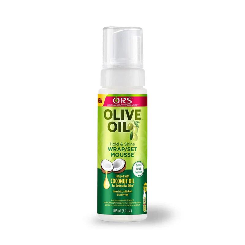 ORS Olive Oil Hold & Shine Wrap Set Mousse Infused with Coconut Oil for Restorative Shine (7.0 oz) - The Curl Lounge