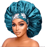 Large Wide Band African Print Sleep Cap Elastic Satin Hair Bonnets for Women - The Curl Lounge