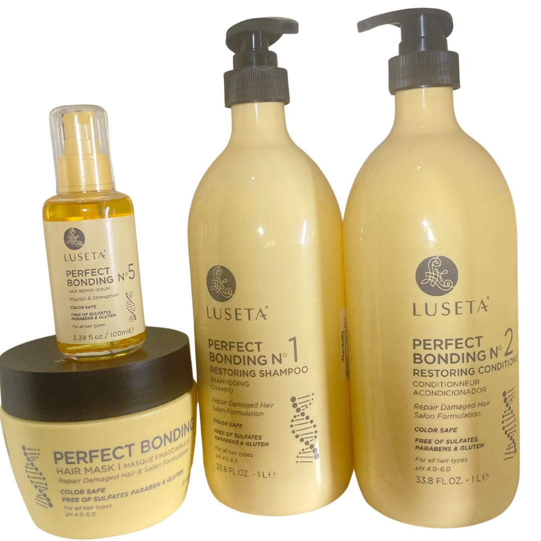 Luseta Salon Luxury Pro Perfect Bonding Shampoo & Conditioner 33.8 oz and Mask 16.9 oz Serum 3.8oz Bundle