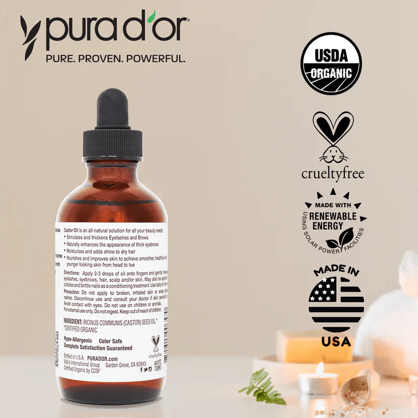 PURA D'OR 4 Oz ORGANIC Castor Oil - The Curl Lounge