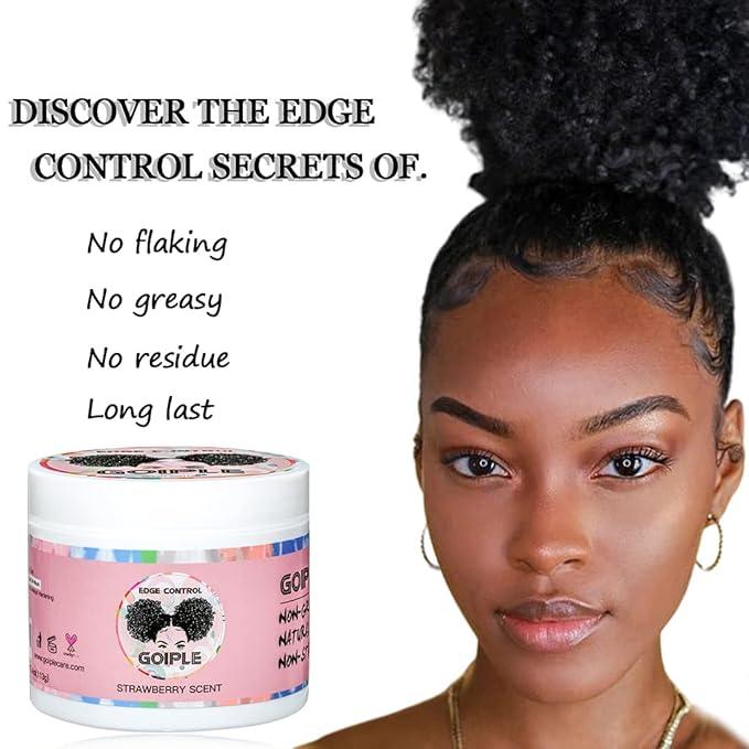 Goiple Edge Control Wax for Women Strong Hold Non-greasy Edge Smoother, Edge Wax Styling Tamer Edge Control for Black Hair No Flaking, White Residue, Shine and Smooth Strawberry Scent 4oz - The Curl Lounge