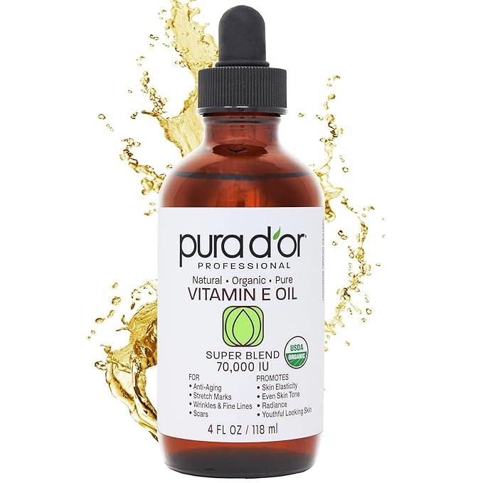 PURA D'OR 4 Oz ORGANIC Vitamin E Oil 4 oz - The Curl Lounge