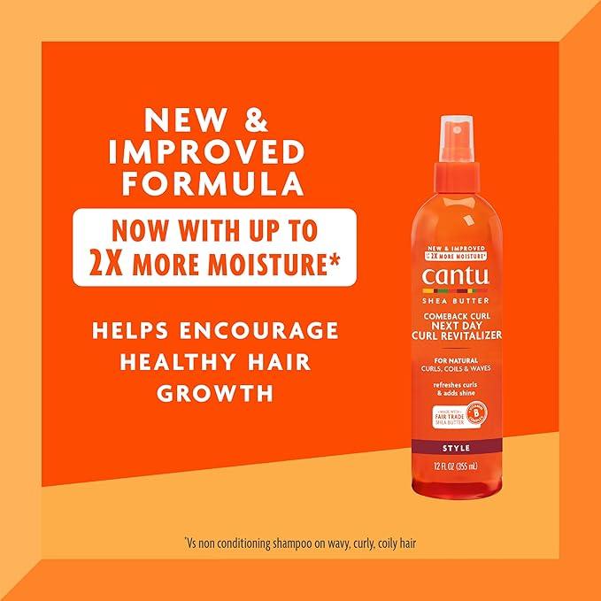 Cantu Comeback Curl Next Day Curl Revitalizer for Natural Hair with Pure Shea Butter, 12 fl oz - The Curl Lounge