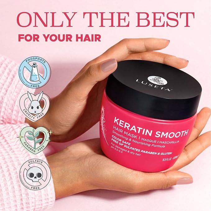 Luseta Keratin Smooth Hair Mask Hydrating & Nourishing for Dry Damaged Hair 16.9 oz - The Curl Lounge