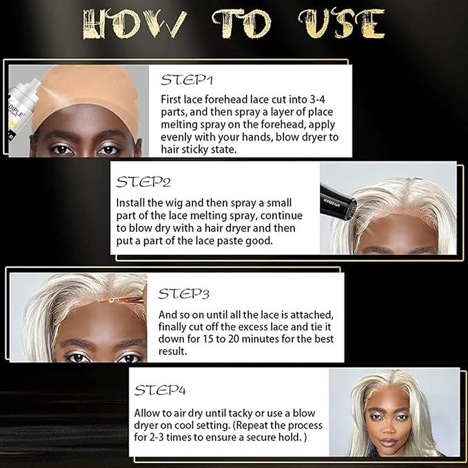 Goiple Lace Melting Spray for Wigs, Closures & Extensions - Styling Agent with Strong Natural Finish, Fast Drying, Water & Oil Resistant, Includes Hair Adhesive, Edge Control Wax & Hair Wax Stick - The Curl Lounge