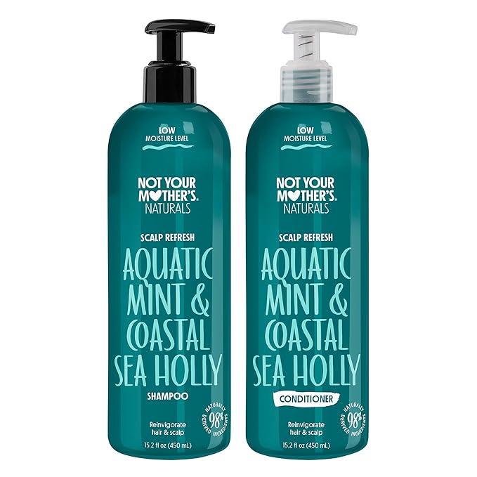 Not Your Mother's Naturals Scalp Refresh Shampoo and Conditioner Set - 98% Naturally Derived Ingredients, Sulfate-Free Shampoo and Conditioner for All Hair Types (Aquatic Mint & Sea Holly) - The Curl Lounge