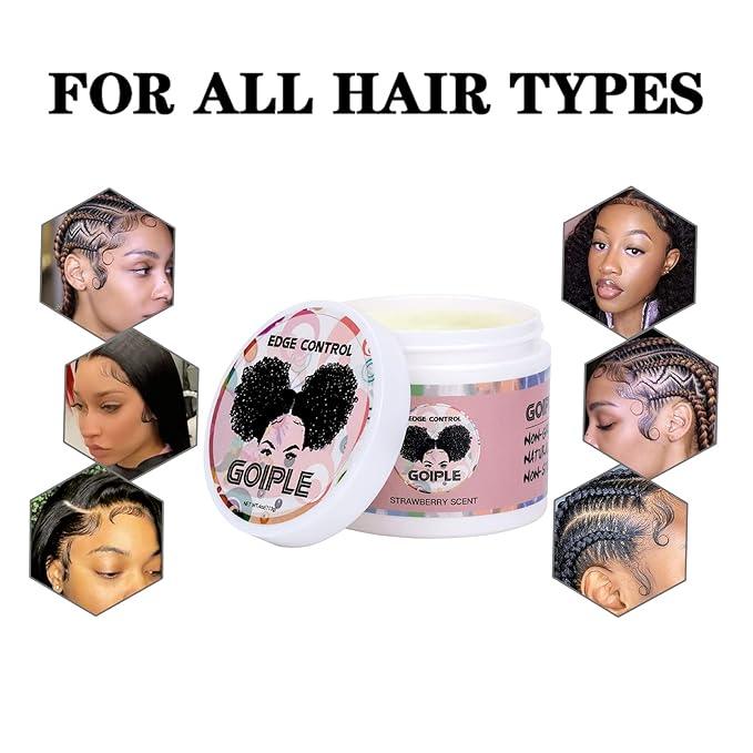 Goiple Edge Control Wax for Women Strong Hold Non-greasy Edge Smoother, Edge Wax Styling Tamer Edge Control for Black Hair No Flaking, White Residue, Shine and Smooth Strawberry Scent 4oz - The Curl Lounge