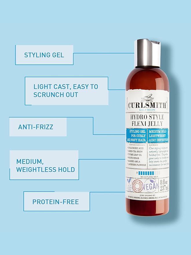 CURLSMITH - Hydro Style Flexi-Jelly - Vegan Defining Gel for Wavy, Curly or Coily Hair (8fl.oz) - The Curl Lounge