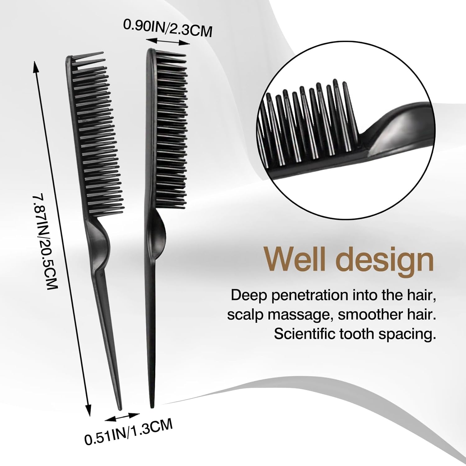 3-Row Rat Tail Styling Curl Defining Comb Brush