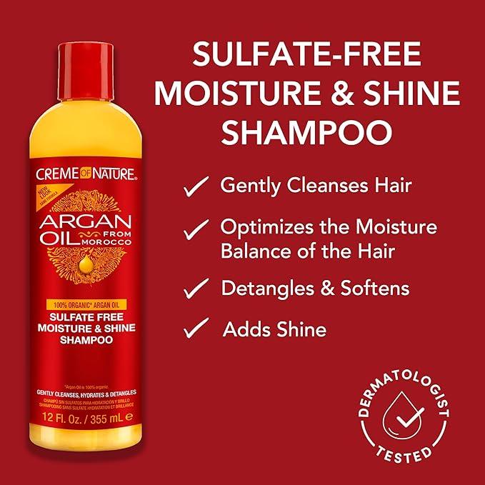 Creme of Nature Argan Oil Shampoo, Moisture & Shine Shampoo, Sulfate Free Hair Care Formula, - The Curl Lounge