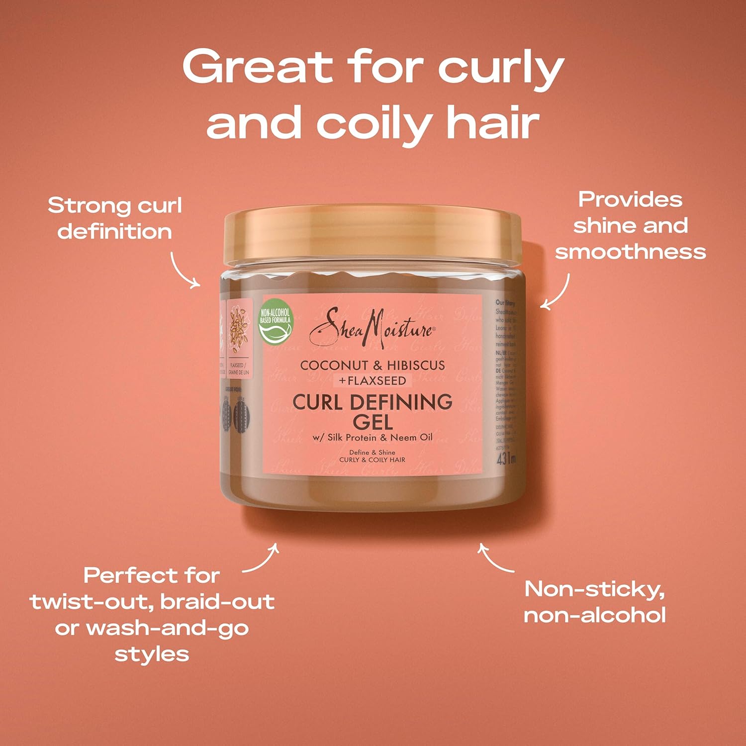SheaMoisture Coconut & Hibiscus Defining Styling Gel 15oz