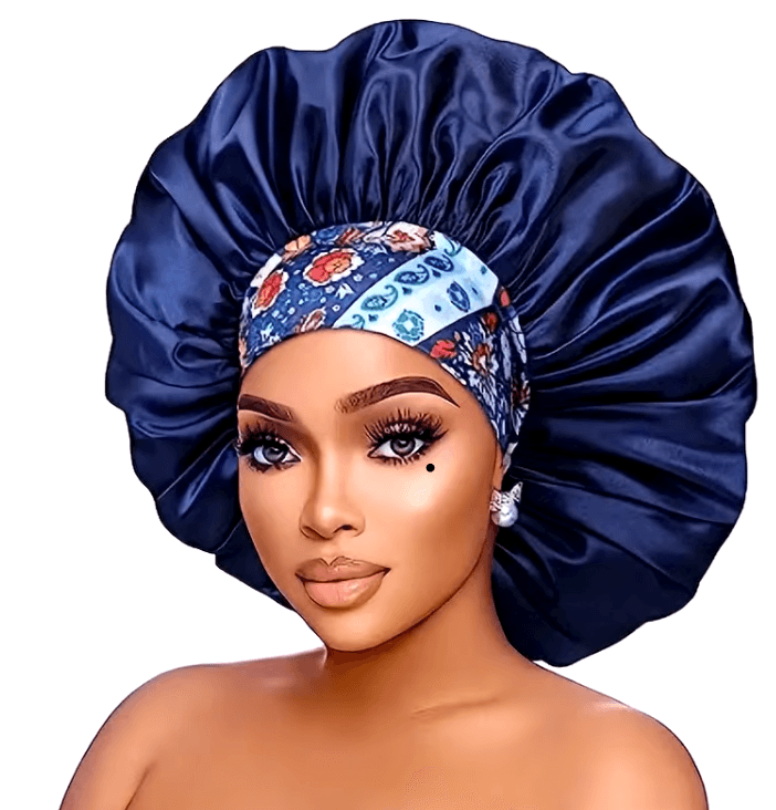 Large Wide Band African Print Sleep Cap Elastic Satin Hair Bonnets for Women - The Curl Lounge
