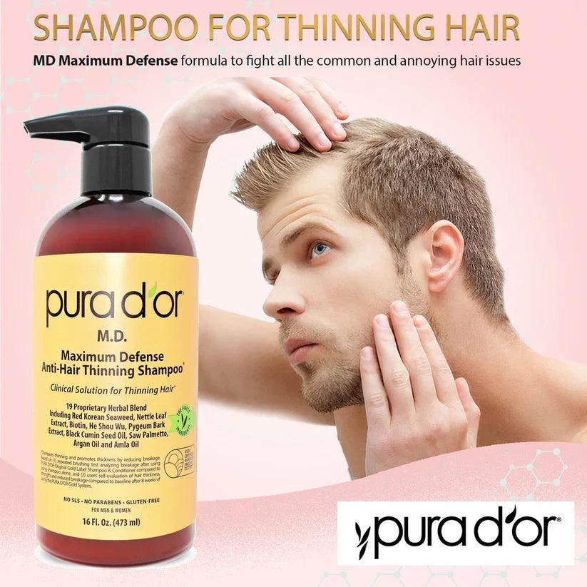 PURA D'OR Maximum Defense Anti-Hair Thinning Shampoo - The Curl Lounge