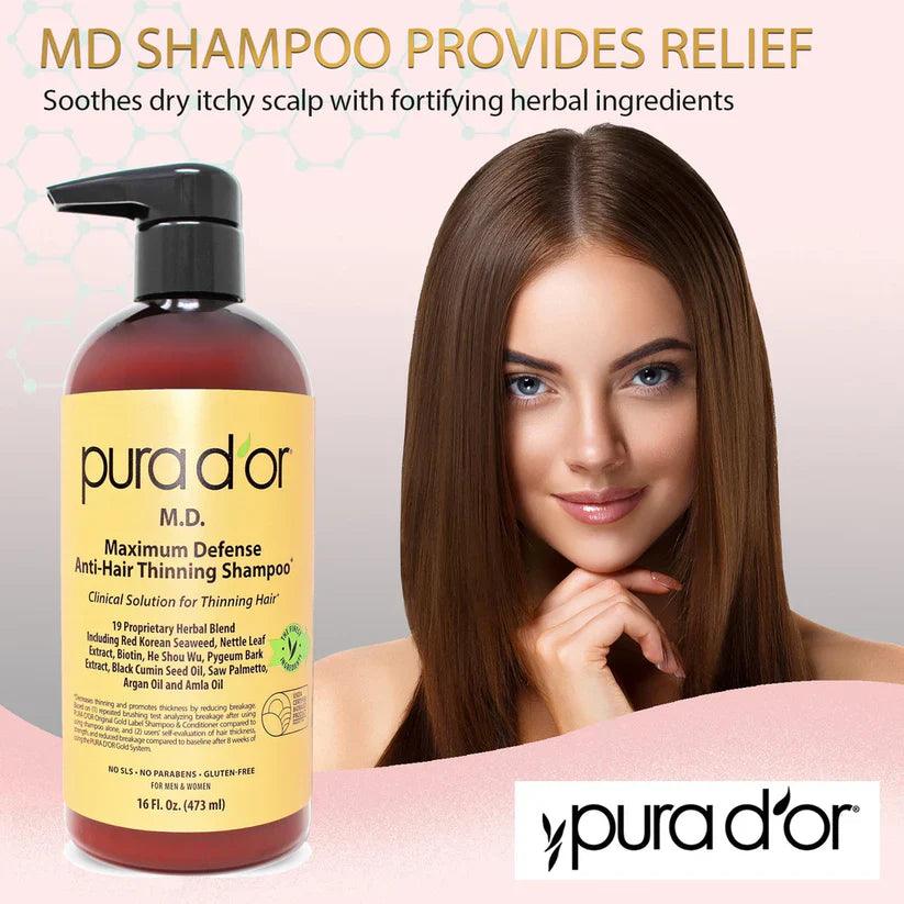 PURA D'OR Maximum Defense Anti-Hair Thinning Shampoo - The Curl Lounge