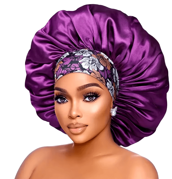 Large Wide Band African Print Sleep Cap Elastic Satin Hair Bonnets for Women - The Curl Lounge