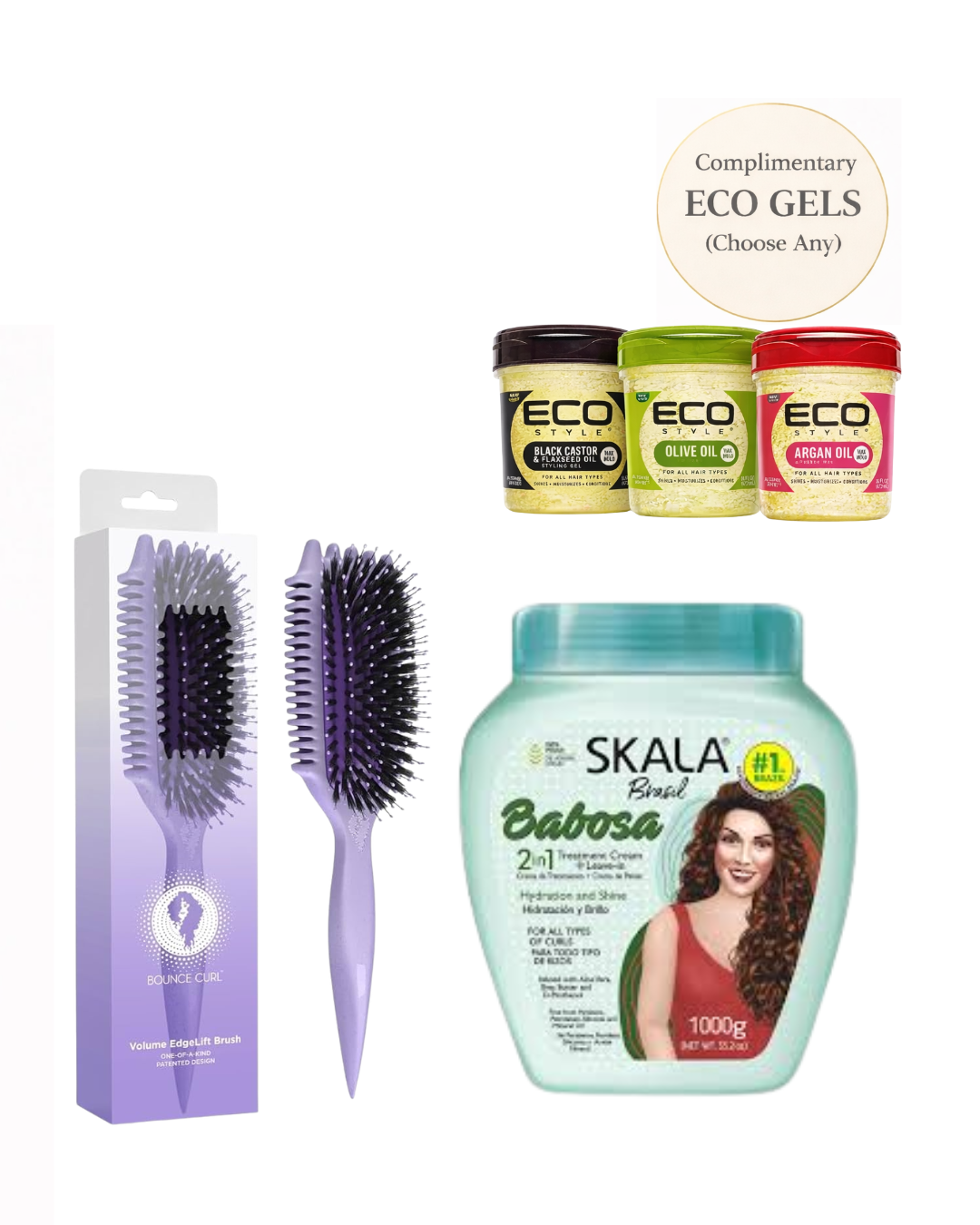 Bounce Curl Volume EdgeLift Brush Skala Babosa Volume Bundle + A Complimentary Eco Styling Gel