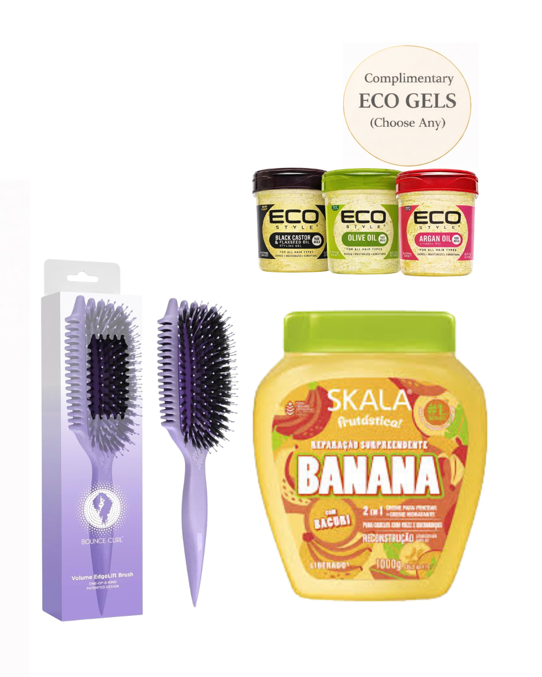 Bounce Curl Volume EdgeLift Brush Skala Banana Bacuri Volume Bundle + A Complimentary Eco Styling Gel