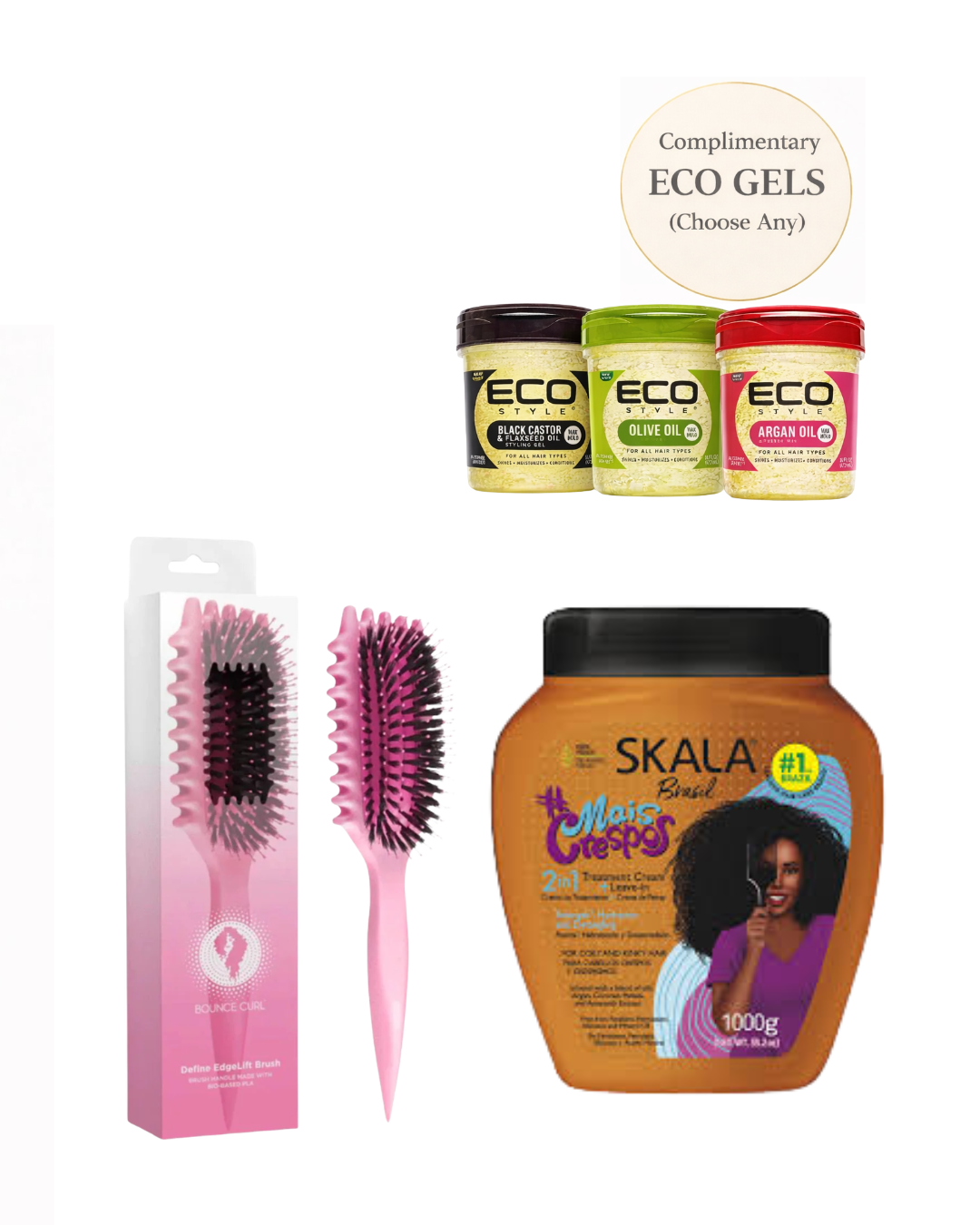 Bounce Curl Define EdgeLift Brush Skala Mais Crespos Definition Bundle + A Complimentary Eco Styling Gel