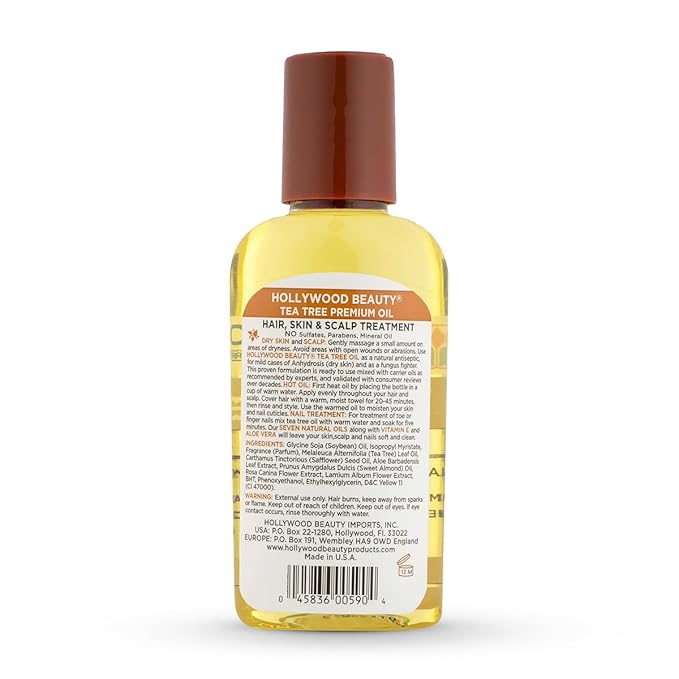 Hollywood Beauty Tea Tree Oil for Hair Scalp and Skin 2oz